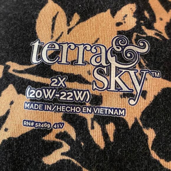 Terra & Sky Patterned 2XL Leggings Black & Tan Abstract Pattern Comfort Casual - Picture 5 of 5